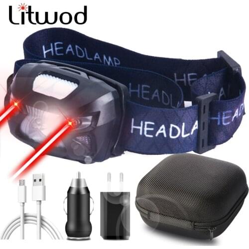 Camping Flashlight Headlight Lantern Head Light Lamp Litwod 3000lm Sensor Headlamp Led Bulbs Include Battery Q5 Lithium Ion