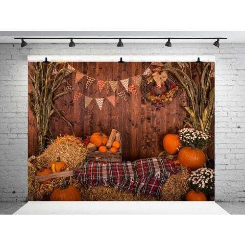 VinylBDS 10x10ft Thanksgiving Photographic Background Wood Flags Pumpkins Backdrops For Photography Children Studio Backdrop