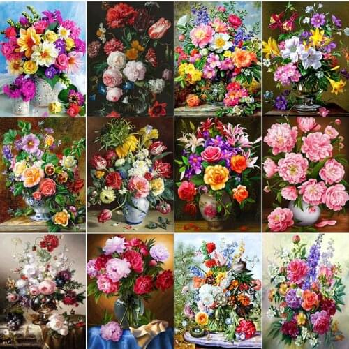 5D DIY Diamond Painting Flowers Vase Full Square Drill New Arrival Embroidery Mosaic Art Picture of Rhinestones Home Decor Gift