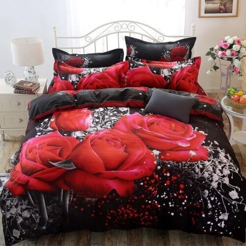3d big rose lovers bedding set queen twin size duvet cover pillow cases full twin size bed linen set
