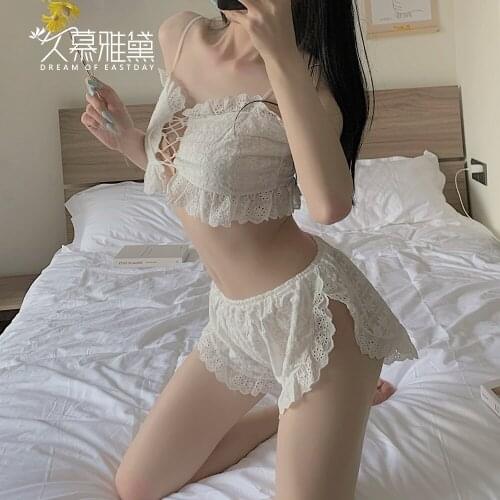 MY9COLORS Summer Nightwear Women Sexy Lingerie Set 100% Cotton Soft Tube top+ Short Panty Hot Underwear For Women NJ0303