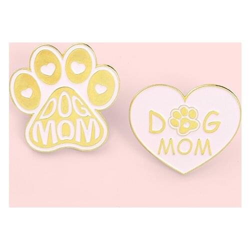 Creative Cartoon Pet Badge Cute Pink Dog Mom Paw Love Metal Enamel Brooch Personality Lapel Backpack Jewelry Accessories Gift
