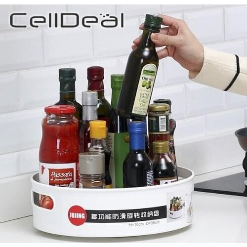 360 Rotating Tray Kitchen Storage Containers for Spice Jar Food Snack Tray Bathroom Tray Non Slip Snack Dried Storage Plate