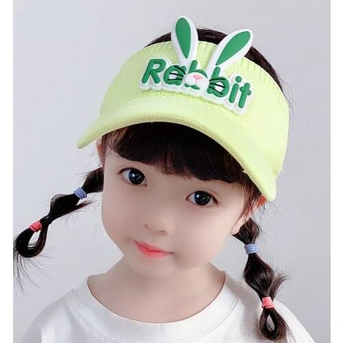 Summer Visor hat for girls Cute cartoon Children rabbit empty top hat baby sun Breather visor Bunny cap for kids