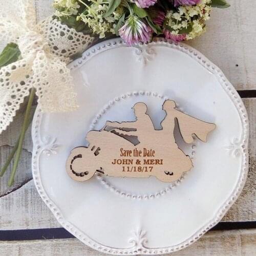 Motorcycle Wood Save The Date Magnet, Wood Wedding Magnets Wood Motorcycle Magnet Motorcycle Invite