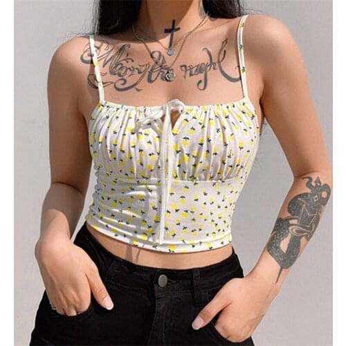 Musuos Women Little Flowers Printing Camis Sexy Summer Tie Backless Sling Straps Camisoles Vest Ladies Sweet Beach Club Clothing