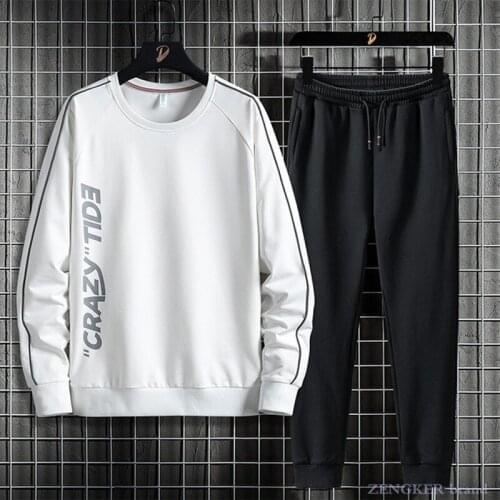 Mens spring autumn hooded sweater trousers men outfit set plus size trendy letter sports leisure two-piece suit 8xL sport wear