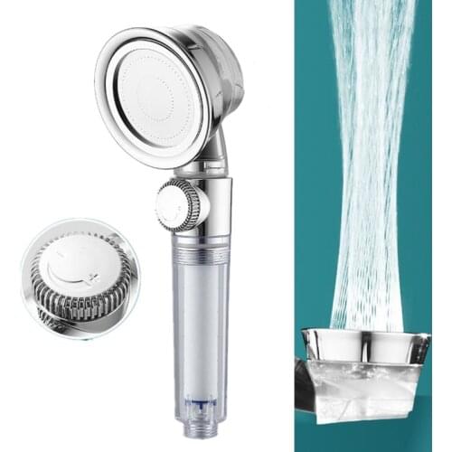 Pressurization Shower Head Water Saving Flow Rotating With Small Fan ABS Rain High Pressure spray Nozzle Bathroom Accessories