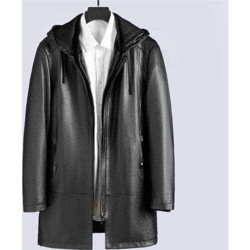 2020 New Men Winter Luxury Mink Fur Lining Genuine Goat Skin Leather Jackets