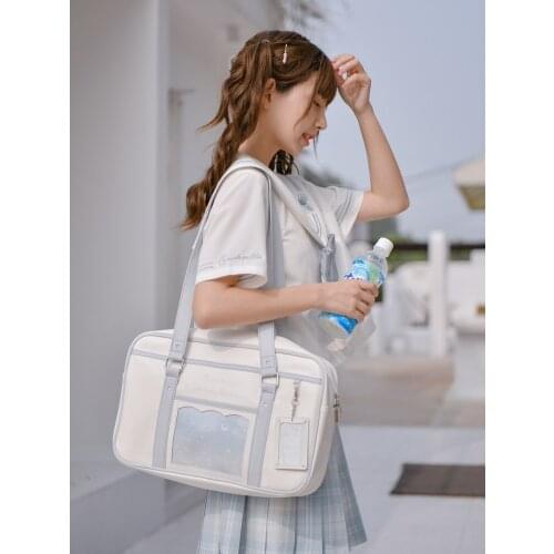 New JK Uniform Handbag Preppy Style Large Capacity Zipper Shoulder Bag Sunset Star River Soft Girl Itabag Japanese Student Orth