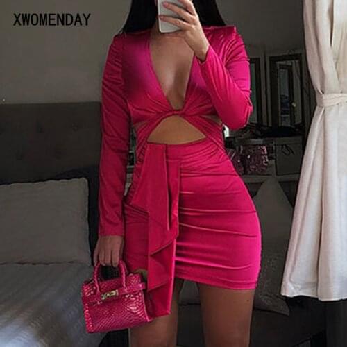 Bodycon Dress Black Elegant Ladies Cut Out Ruched One-piece Clothes For Women Fall Spring Party Club Outfits Sexy 2021 Fashion
