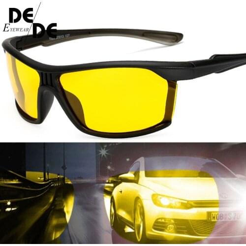 New Mens Polarized Night Driving Sunglasses Men Brand Designer Yellow Lens Night Vision Driving Glasses Goggles Reduce Glare130