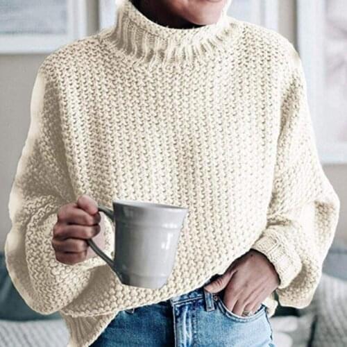 Autumn Winter Women Sweaters And Pullovers Half Turtleneck Sweater Loose Knit Jumper Batwing Long Sleeve Casual Sweater