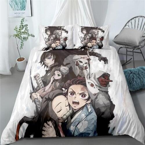 Anime Demon Slayer Devils Blade Duvet Cover Pillow Case Kimetsu No Yaiba Tanjirou Nezuko Cartoon Home Textile Decor Bedding
