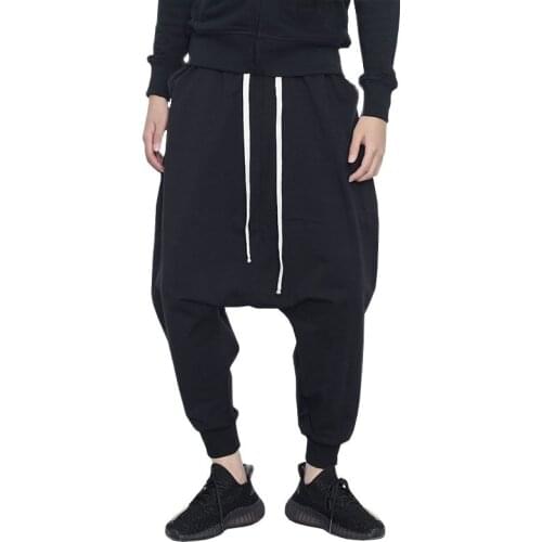 Fashion Black Harem Pants Men High Street Baggy Homme Compression Pants Asian Size M-XXXL Hip Pop Casual Joggers Man Sweatpants