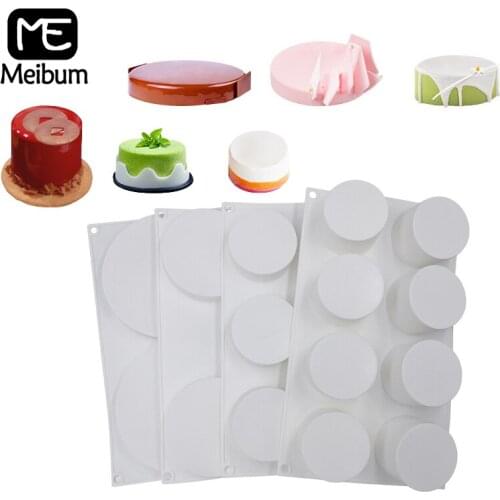 Meibum Multiple Mousse Mold Cylinder-Shaped Silicone Mould Cake Decoration Accessories Muffin Pan Dessert Form Baking Tools