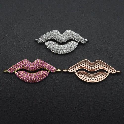 29x13mm 100% CZ Zircon DIY Jewelry Sex Lip Connectors Charm Wholesale Jewellery Connector Bracelet Making Connector