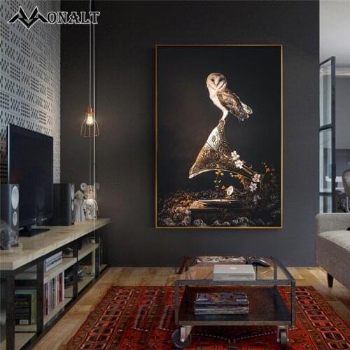 Owl Butterfly In Black Palm Gramophone Vintage Poster Abstract Art Design Animal Canvas Print Pictures Wall Paintings Home Decor