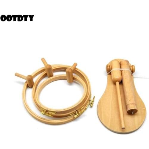 360 Degree Rotation Stand Wood Embroidery Hoop Cross Stitch Needlework Ring Frame Sewing Tool Adjustable 35-45cm