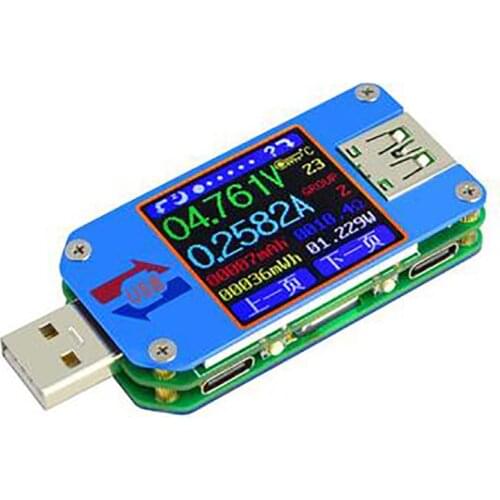 UM25/UM25C High Precision USB Color Display Voltmeter Ammeter Type-C Meter for Voltage, Current and Resistance Measurement