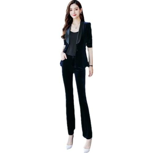 YaSuGuoJi Women's Velvet Trouser Suits