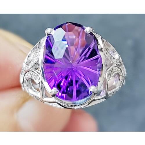 Natural real amethyst ring 925 sterling silver 10*14MM 6.5ct gemstone For men or women rings Fine jewelry F18051001