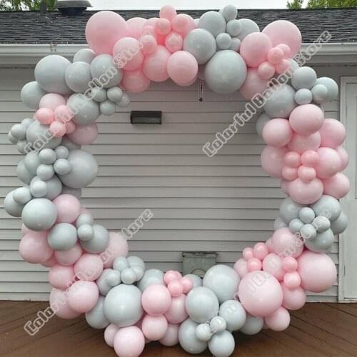 160pcs Double Maca Gray Latex Balloon Arch Kit Pink Balloon Wedding Birthday Party Baby Shower Backdrop Event Garland Decoration