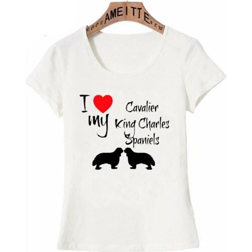 I Love My Cavalier King Charles Spaniel Dogs Print T-Shirt Fashion Women T-Shirt Harajuku Casual Cute Girl Top Funny Mujer Tee