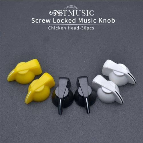 30pcs/Lot White 6.4mm Shaft Guitar Effects Pedal Pointer Chicken Head Knob 1/4" Shaft Screw