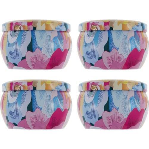 4pc Candle Tin Jars DIY Candle Making Holder Storage Case for Dry Storage Spices Drum-shaped Candy Cookie Box Party Sweets Gifts