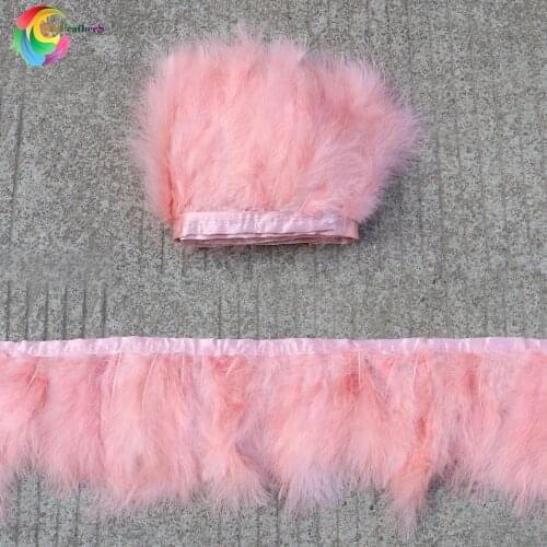 6-8inch Natural Dyed fluffy Turkey feather Ribbon Soft feathers For Crafts Decorative Strip Dress Lace Plume