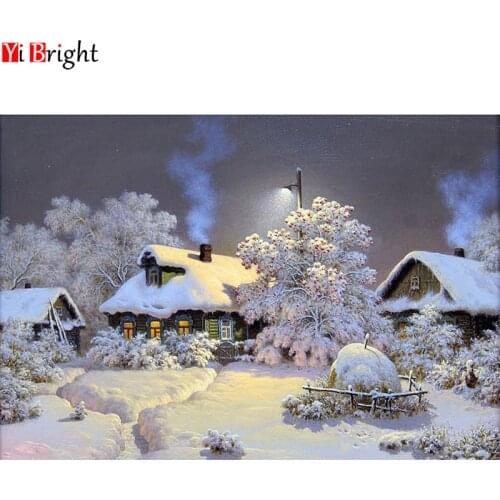 Needlework Diamond Painting Beautiful Snow Winter Landscape Diamond Embroidery All Drill Rhinestone Mosaic Picture