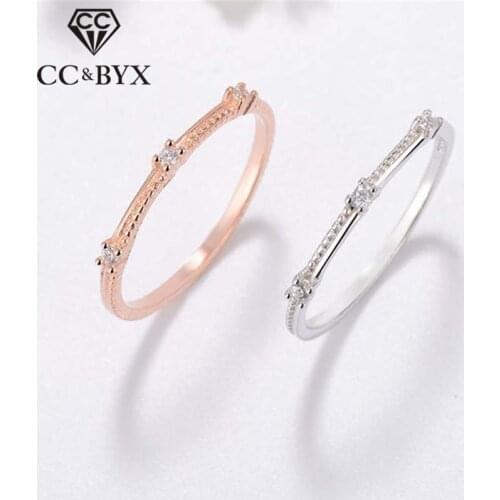 CC Silver Rings For Women Simple Elegant 3 Cubic Zirconia Drills Tail Joint Ring Bridal Engagement Jewelry Drop Shipping CC1478