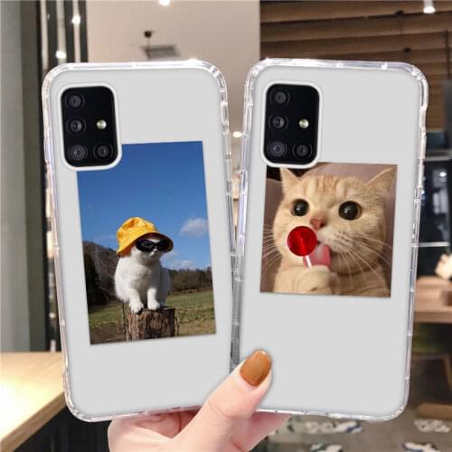 Airbag Cat Silicon Case For Samsung A21S A12 A31 A51 A71 A32 A52 A72 4G 5G S10 S20 S30 S21 Note20 Ultra FE M51 J7 Prime Cover