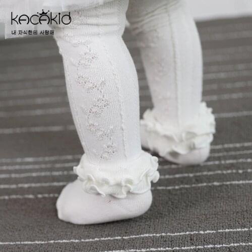 KACAKID Children Girl Tights Pantyhose Net Breathable Kids Baby Children Girl Tights Lorita Cotton Floral Tight Patyhose ka1213