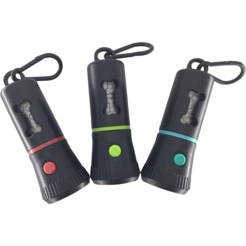 Dog Poop Bag Dispenser with LED Flashlight Cleaning Waste Garbage Box Carrier Puppy Pick-Up Bags Holder Pouch Pet Supplies