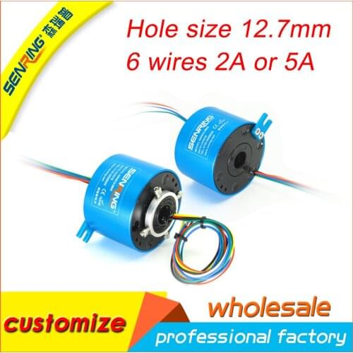 Ac generator used slip ring 6 circuits signal/2A of through bore slip ring SENRING 12.7mm (0.5')