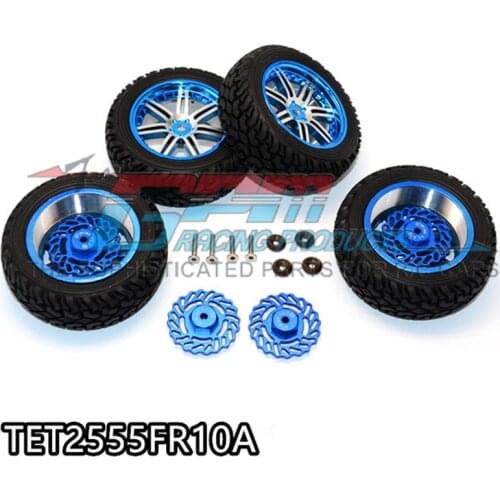 GPM ALUMINUM FRONT +2.5MM, REAR +5.5MM BRAKE DISK + WHEELS & TIRES For TRAXXAS Latrax Teton RC Upgrade