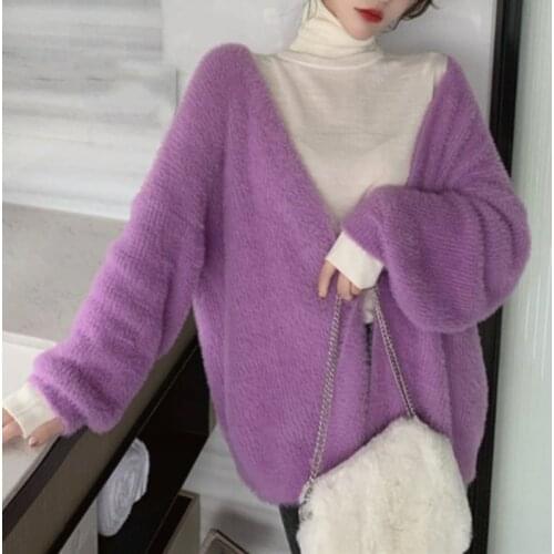 2021 Autumn New Arrivals y2k Sweater Cardigans Single Breasted Mohair Knitwear Sweater Jumpers Harajuku Knit jacket Outwear Tops