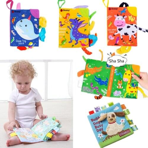 Kids books Baby Early Educational Tearing Tail Cloth Book For Boys Girls Parent-child Interactive Sound Paper Rattles Cloth Book