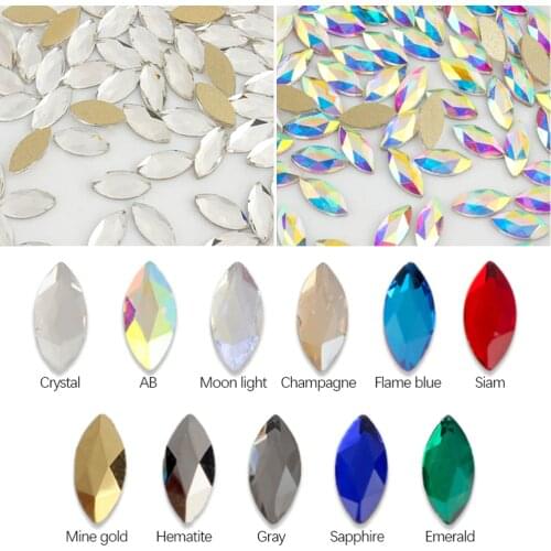 30pcs Horse eye Nail Rhinestones Crystals Flatback Glass Stones Manicure Nail Art Decoration Charms Gem Jewelry Accessories