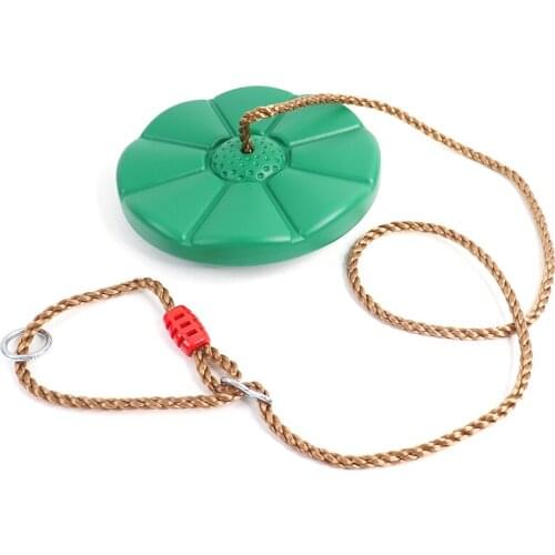 Hot Sale 1pc Childrens Swing Green Plastic Disc Swing Outdoor Indoor Hanging Plate Toy Seat Kids Round Rope Playground