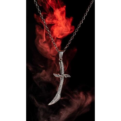 925 Sterling Silver Scimitar Sword Pendant Necklace Scimitar Chain Necklace Mens Necklace Scimitar Pendant with Silver Chain