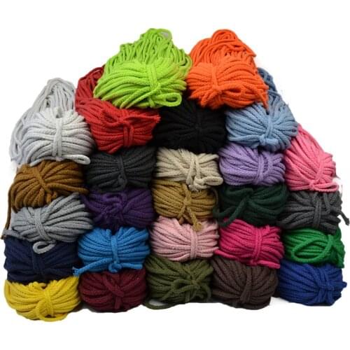 New 5mm DIY Hand Woven Cotton Rope 8 Strands Of Colored Cotton Rope 100% Cotton Cord Decoration Rope Drawstring Rope 26 Colors