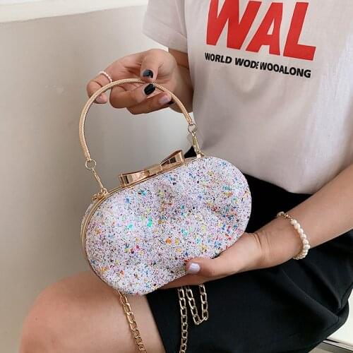 2021 New Fashion Sequin Ins Pretty Ring Tote Chain Dinner Bag Evening Purse Crystal Evening Bags