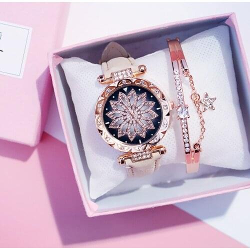 2021 New Fashion European popular style Women Watch + Bracelet Luxury Brand Quartz Watches Reloj Mujer Casual Leather Wristwatch