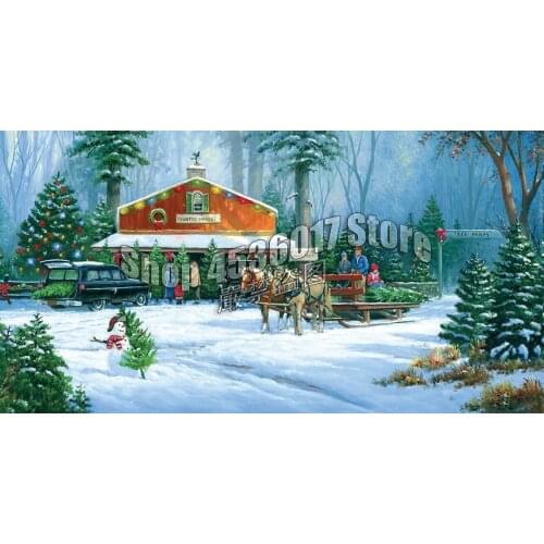 Holiday Tradition 5D Diy Diamond Painting Cross Stitch Diamond Embroidery Horses Winter Christmas Hobbies And Crafts Mosaic Kits