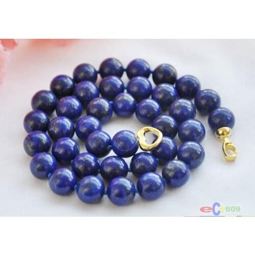 S1535 REAL 20" 12mm round blue lapis lazuli bead necklace