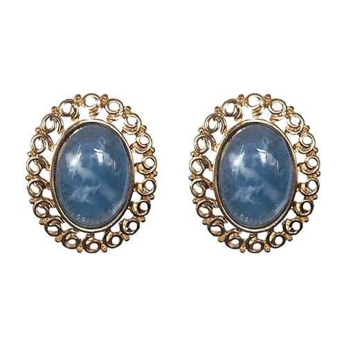 Retro Blue Gem Earrings Fashion temperament geometric simple Earrings