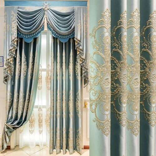 European High grade Water Soluble Curtains for Living Room Bottom Jacquard Stitching Peacock Embroidered Sheer Curtain